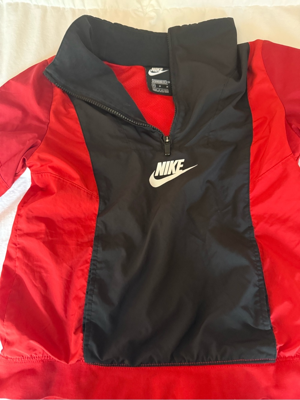 Nike Kids Red and Black Half-Zip Rain Jacket